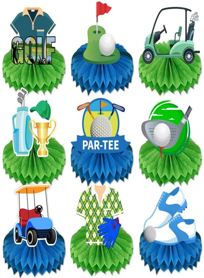 Koeilay 9 Pcs Golf Party Decorations Golf Honeycomb Centerpieces Table Decorations Golf Cake Topper Golf Party Supplies for Birthday Party Shower Retirement Graduation Sport Themed Party Decor - Image 1